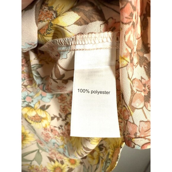 Maurices Delton Floral Zipper Back Sunflower Blouse Women's XL Cuff Sleeve Top - Picture 8 of 13